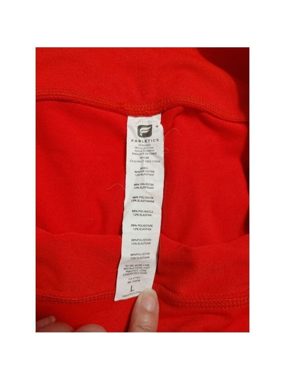 Women's Fabletics Cherry Red Capri Zip Leggings L with Night Reflective Stripes - Picture 6 of 7